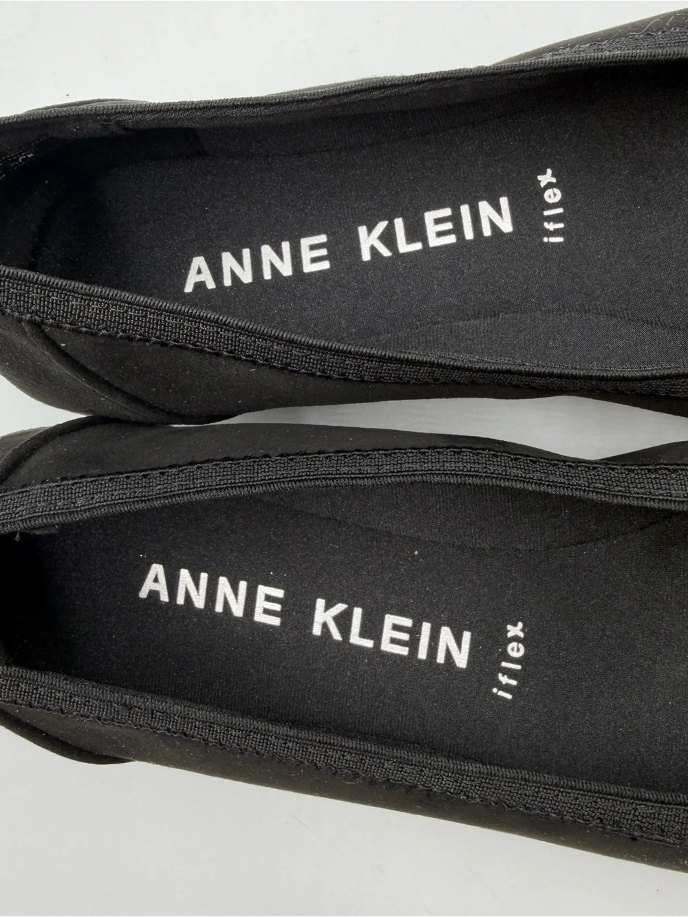 Anne Klein Iflex Umari Black Ballet Flat Large Buckle Womens 6M Faux Suede